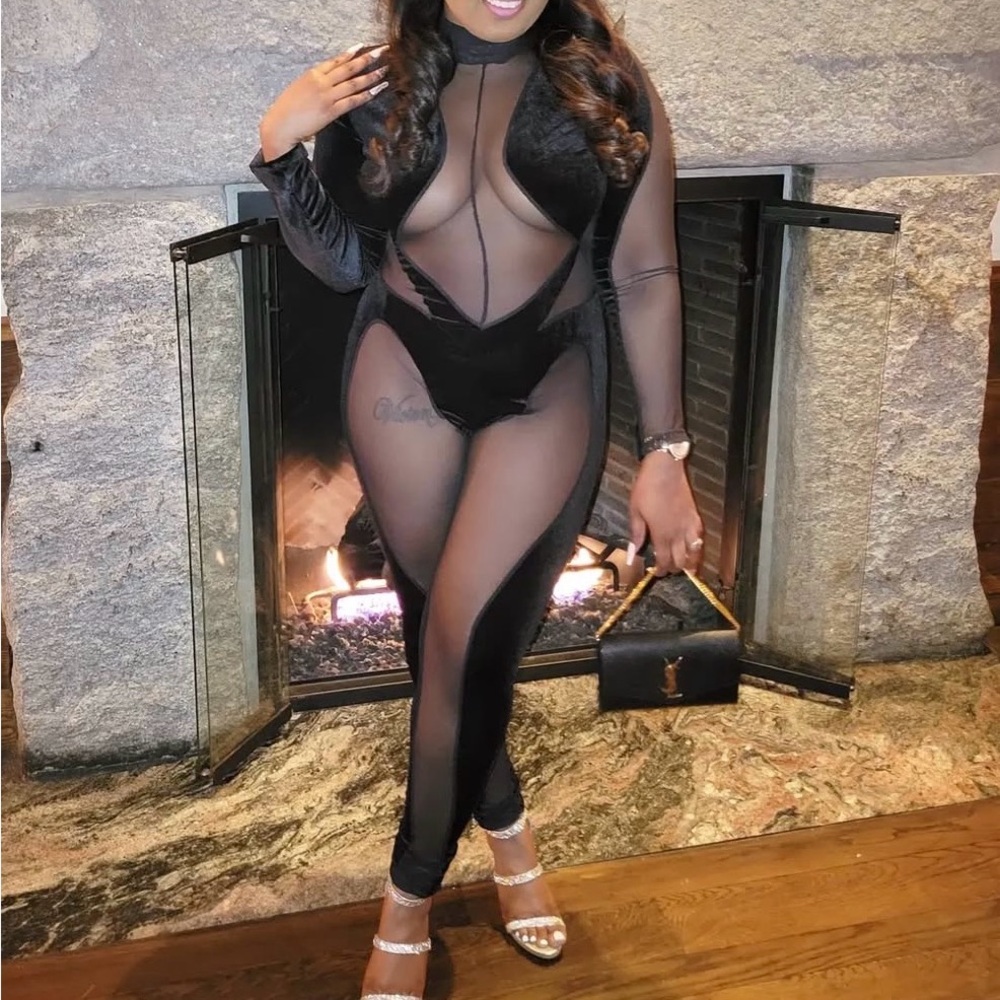 Elegant Black Mesh Bodysuit